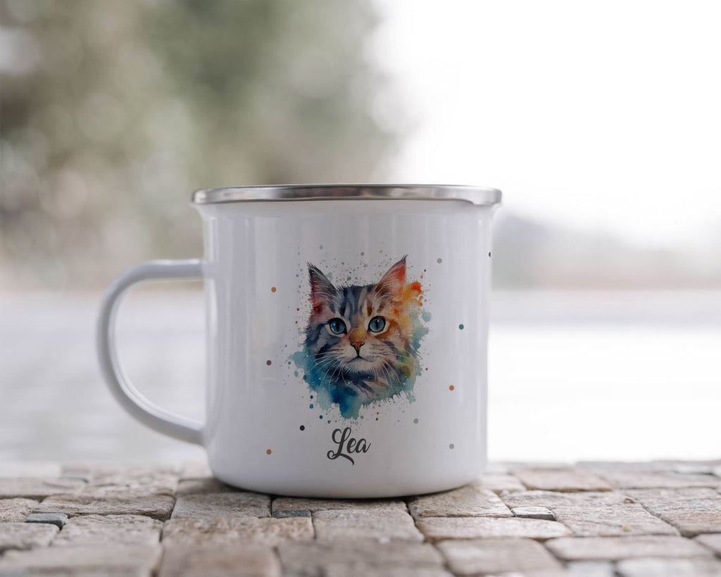 Emaille Tasse Katze - von Mikalino