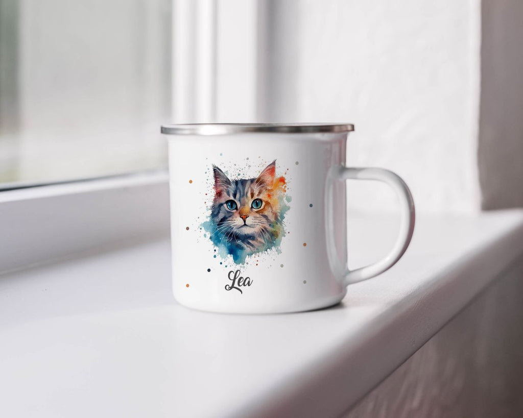 Emaille Tasse Katze - von Mikalino