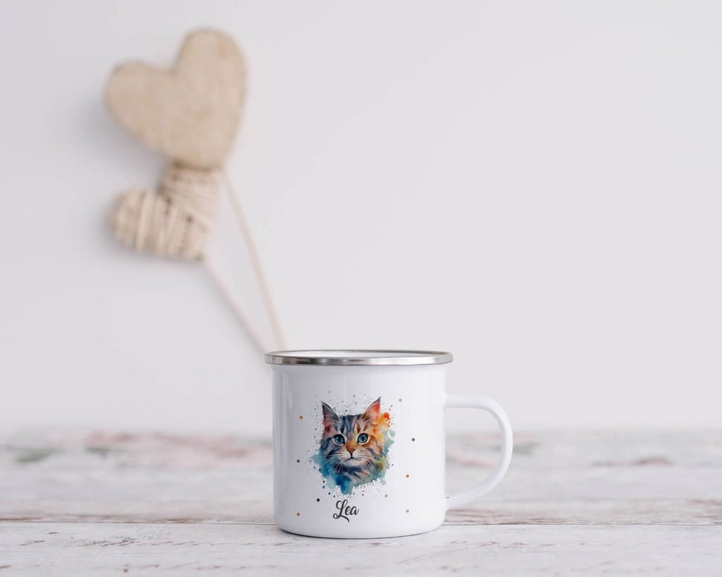 Emaille Tasse Katze - von Mikalino