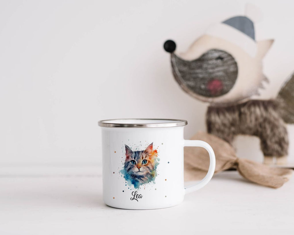 Emaille Tasse Katze - von Mikalino