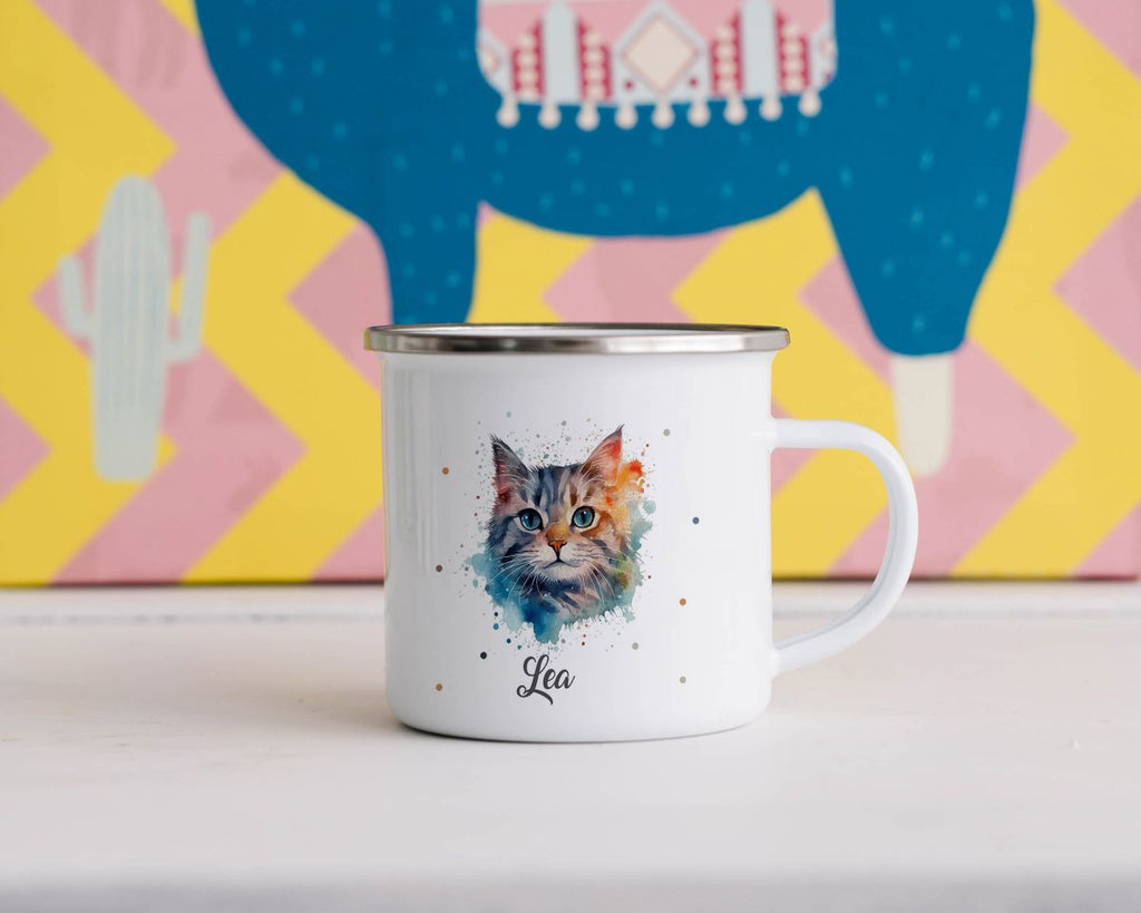 Emaille Tasse Katze - von Mikalino