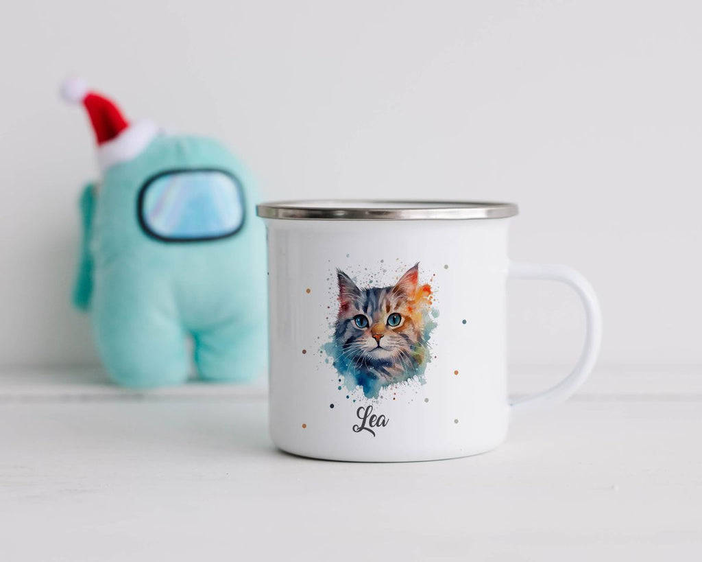 Emaille Tasse Katze - von Mikalino