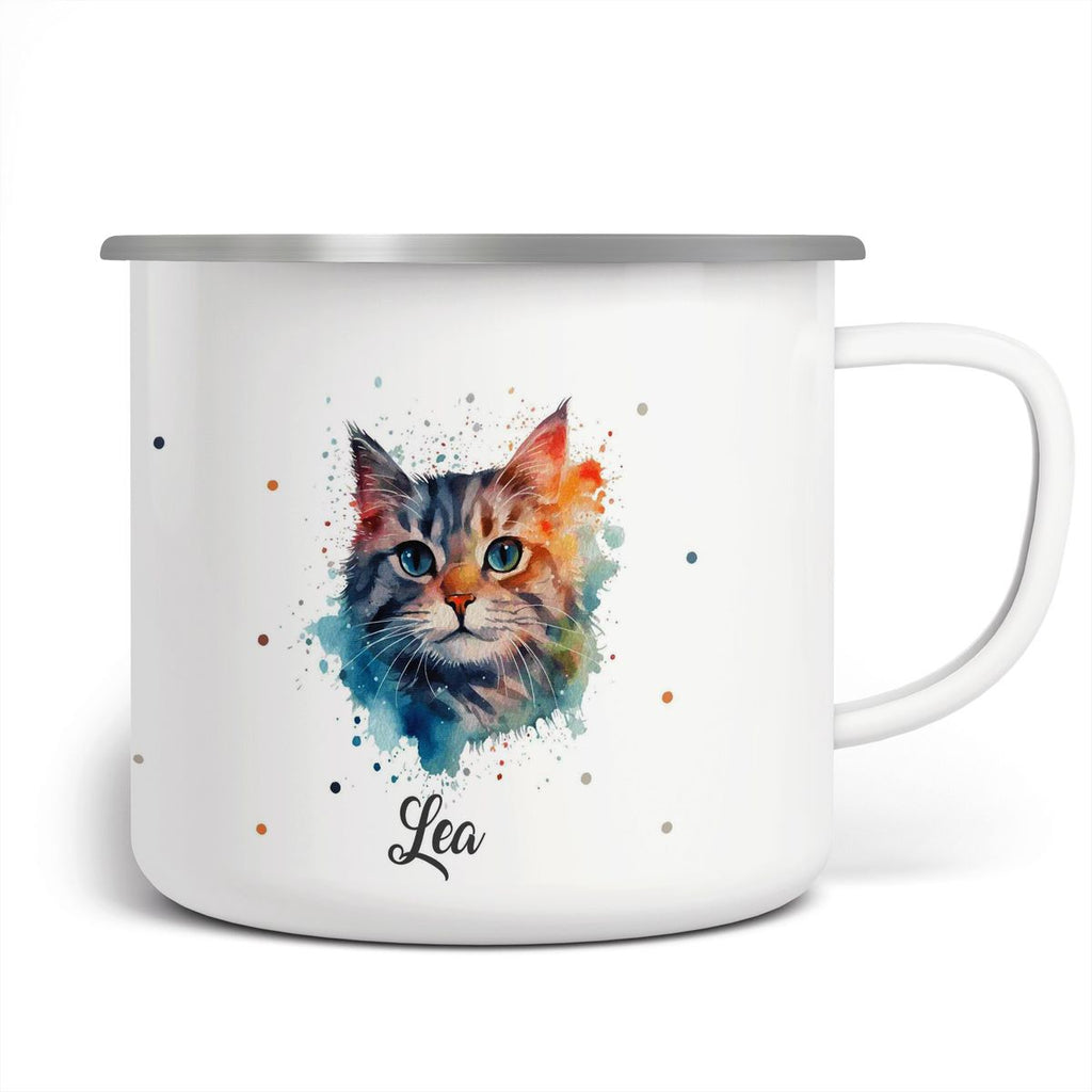 Emaille Tasse Katze - von Mikalino