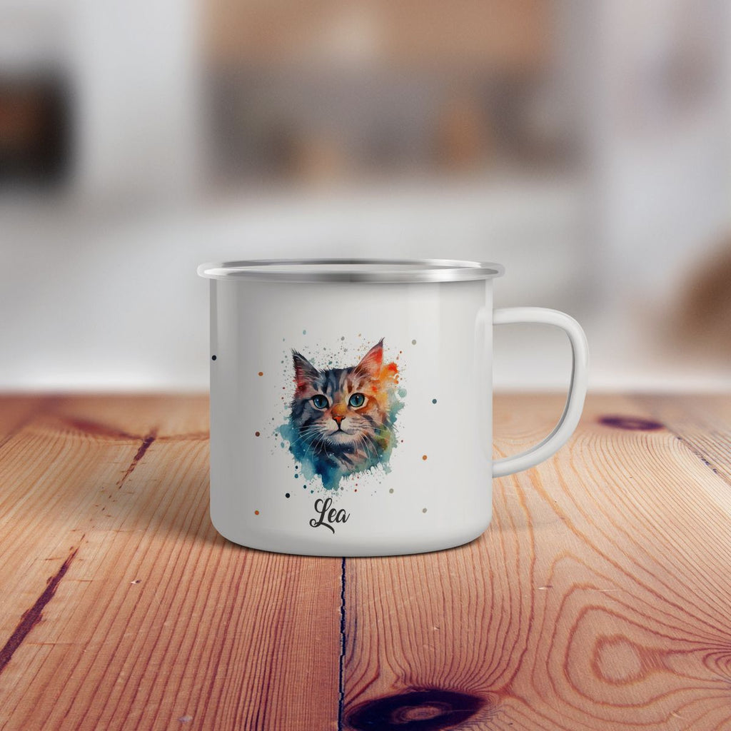 Emaille Tasse Katze - von Mikalino