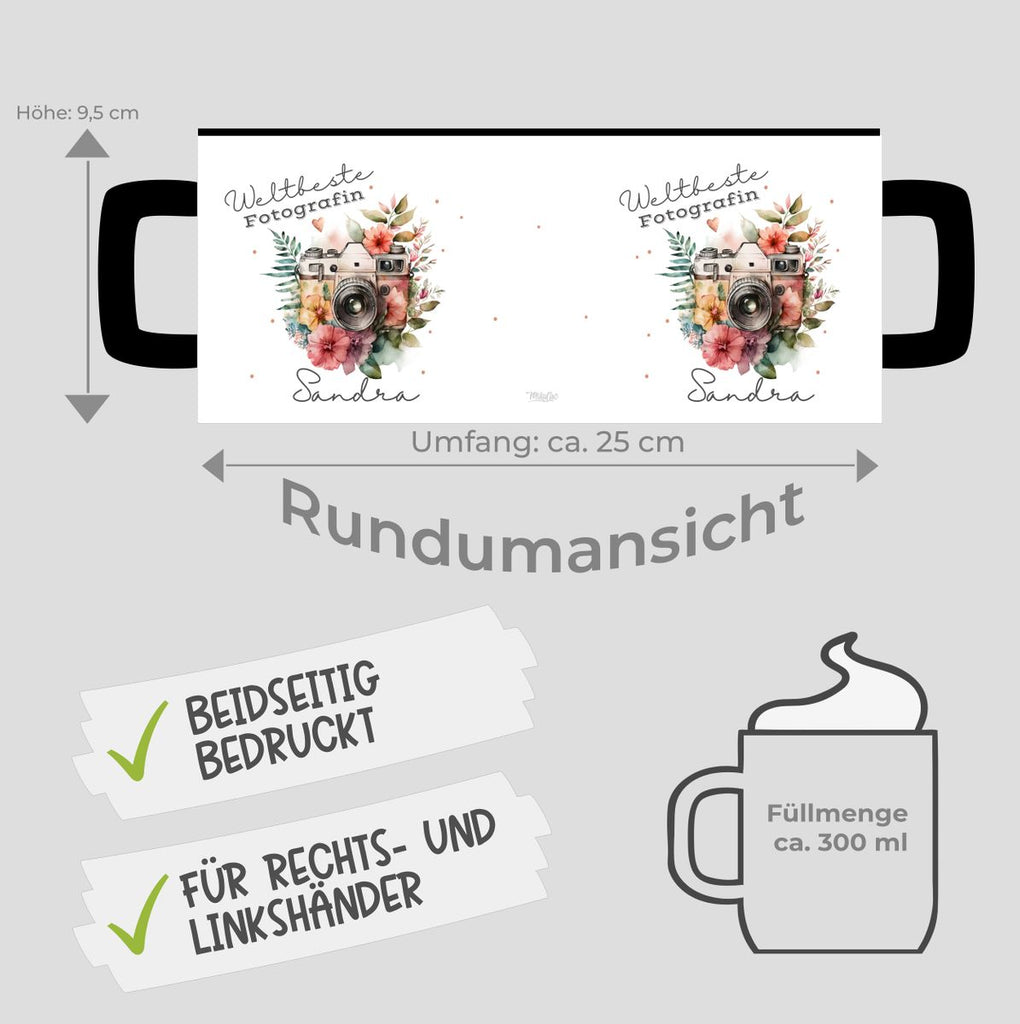 Keramik Tasse Weltbeste Fotografin Kamera mit Wunschname - von Mikalino