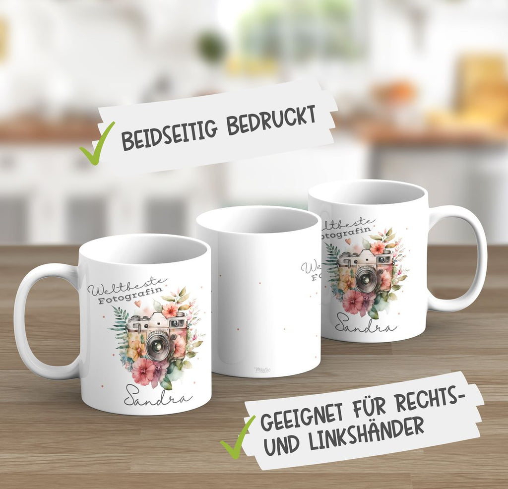 Keramik Tasse Weltbeste Fotografin Kamera mit Wunschname - von Mikalino