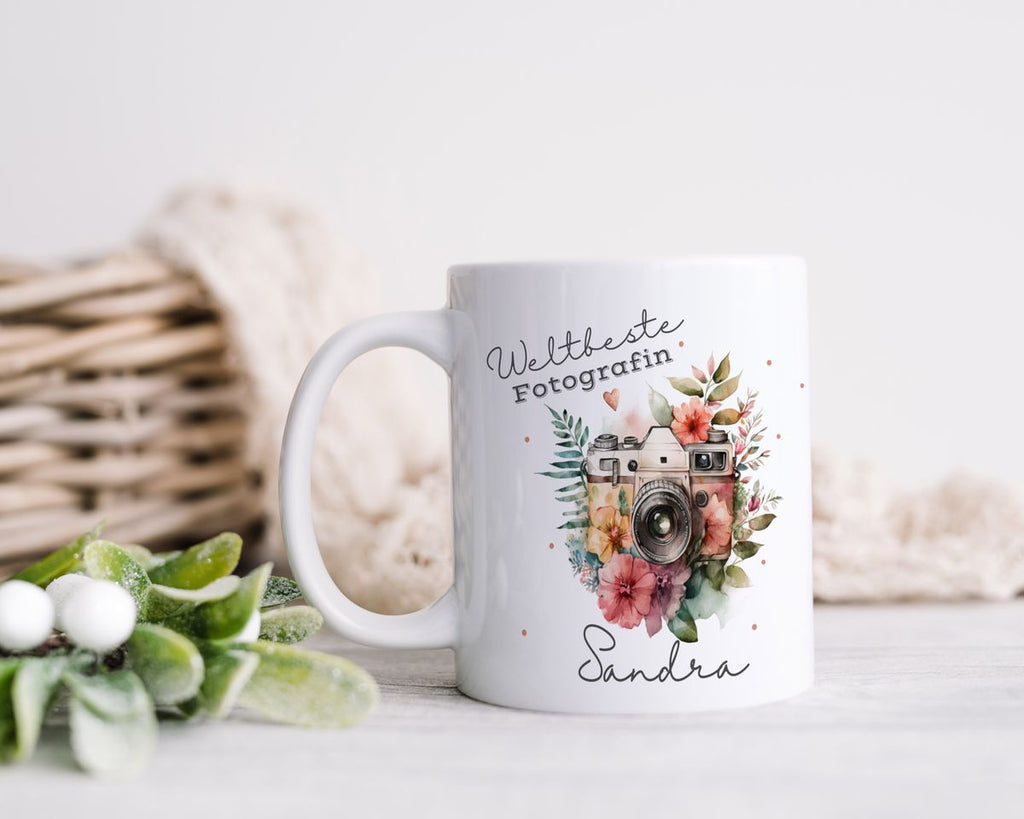 Keramik Tasse Weltbeste Fotografin Kamera mit Wunschname - von Mikalino