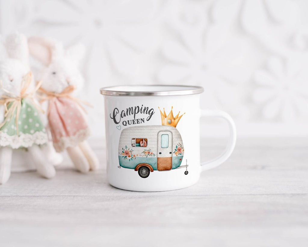 Emaille Tasse Camping Queen Wohnwagen - von Mikalino