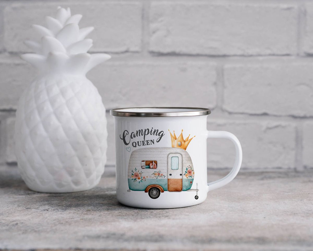 Emaille Tasse Camping Queen Wohnwagen - von Mikalino