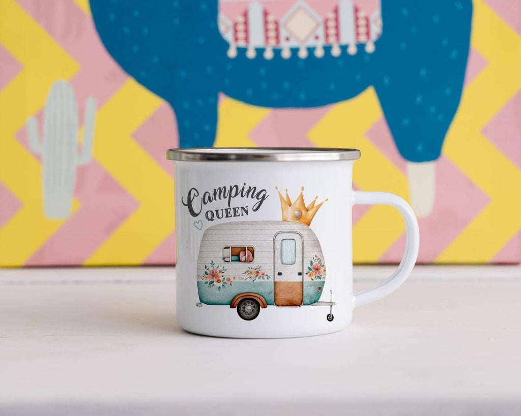 Emaille Tasse Camping Queen Wohnwagen - von Mikalino