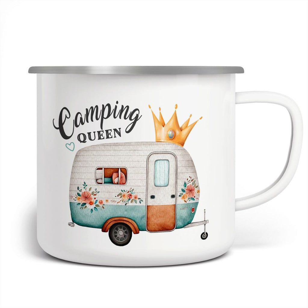 Emaille Tasse Camping Queen Wohnwagen - von Mikalino