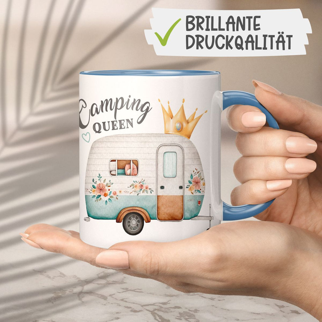 Keramik Tasse Camping Queen Wohnwagen - von Mikalino