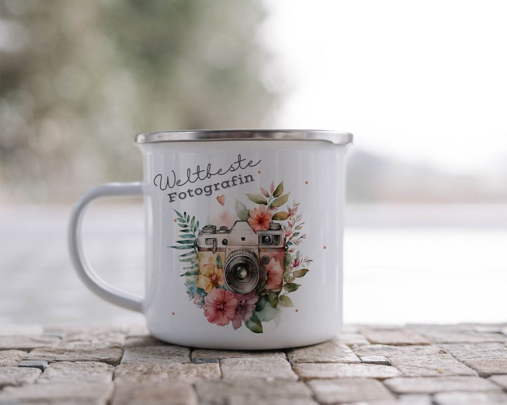 Emaille Tasse Weltbeste Fotografin - von Mikalino