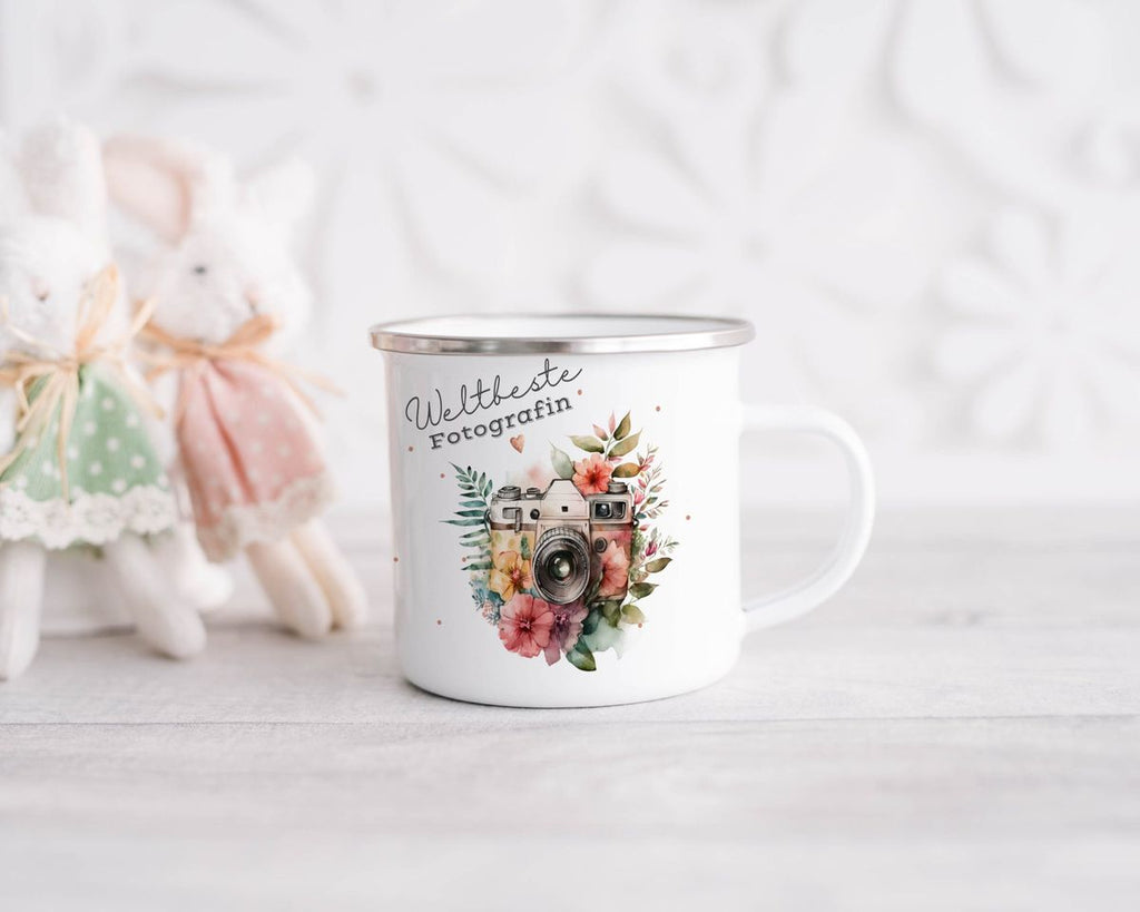 Emaille Tasse Weltbeste Fotografin - von Mikalino