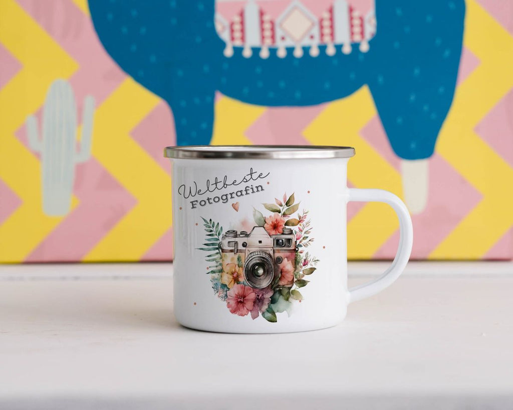 Emaille Tasse Weltbeste Fotografin - von Mikalino