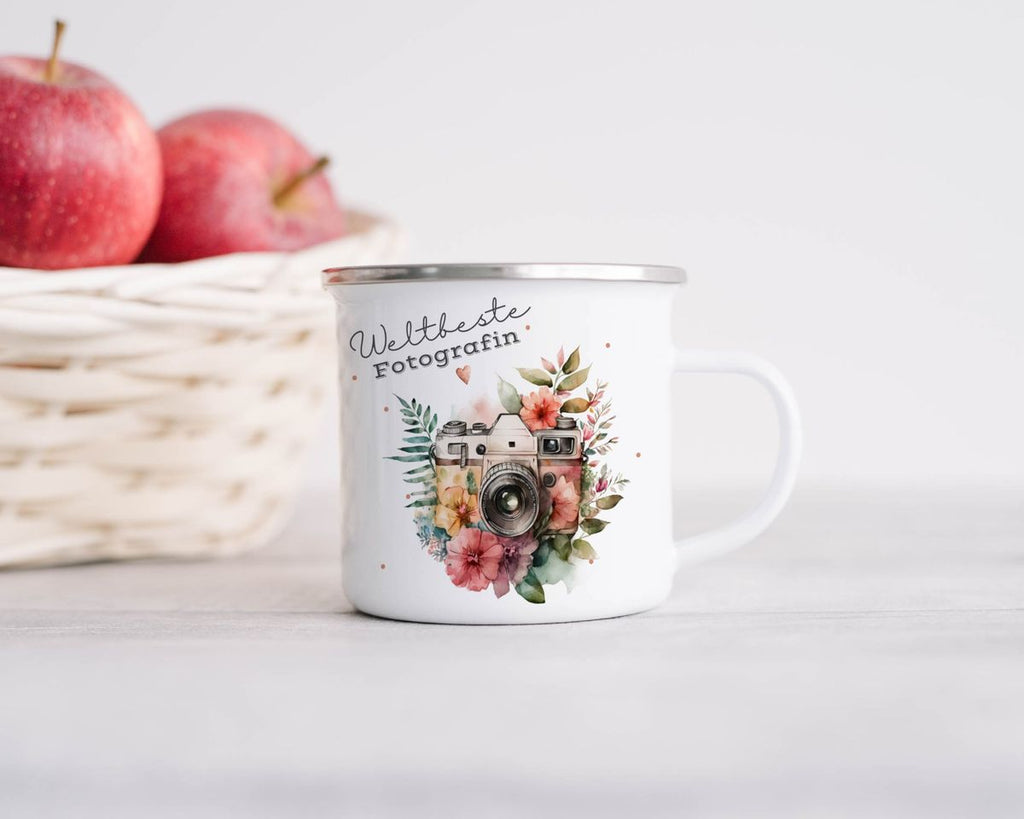 Emaille Tasse Weltbeste Fotografin - von Mikalino