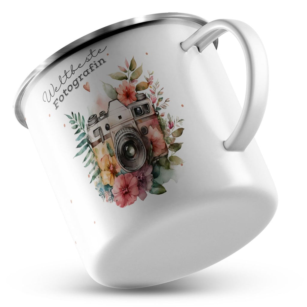 Emaille Tasse Weltbeste Fotografin - von Mikalino