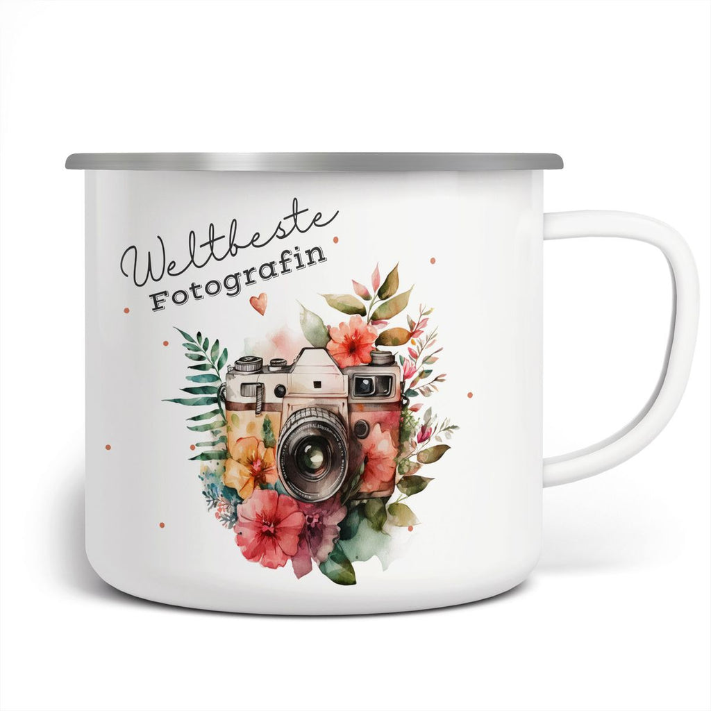 Emaille Tasse Weltbeste Fotografin - von Mikalino