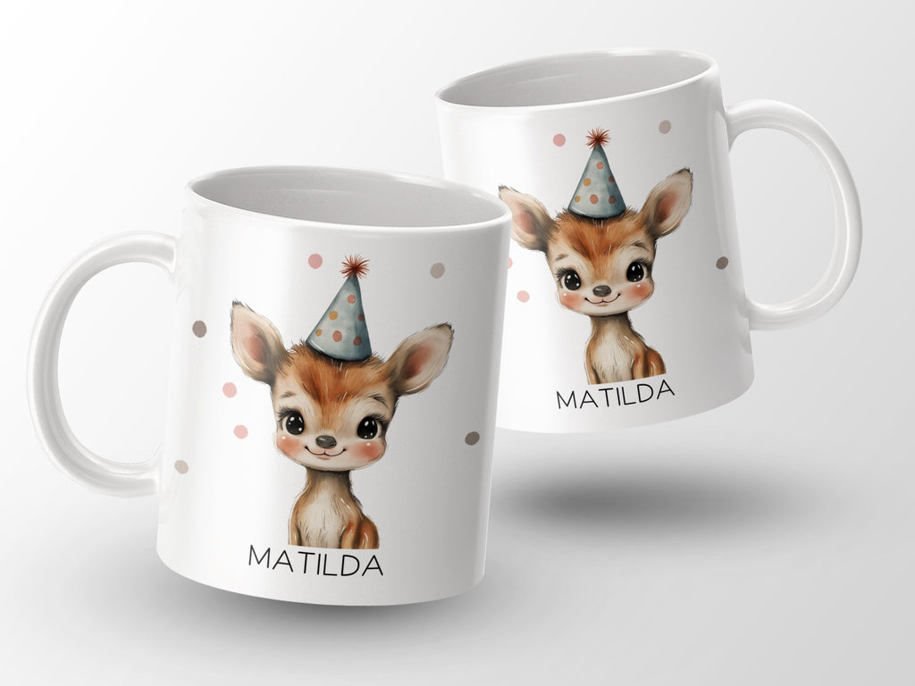 Keramik Tasse mit Wunschname süßes Reh Design - von Mikalino