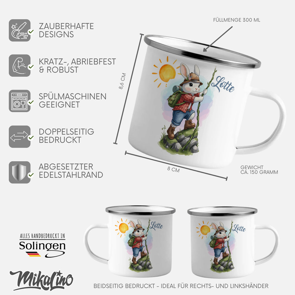 Enamel Mug Rabbit Hiker Illustration Drinkware product type
