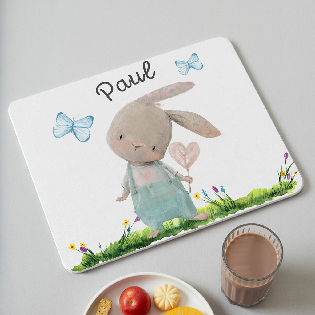 Personalized Cute Bunny with Blue Butterflies Mousepad
