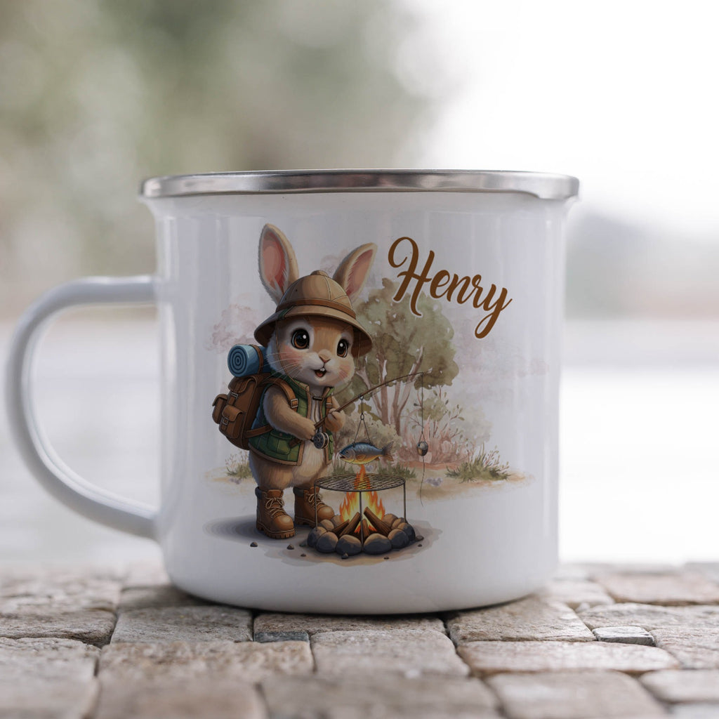Adorable Bunny Camping Scene Personalized Mug product type