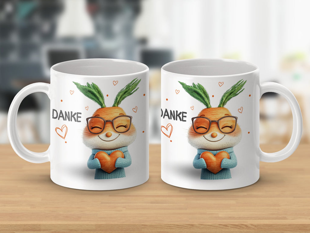 Keramik Tasse Danke Herz Hase Karotte Design - von Mikalino