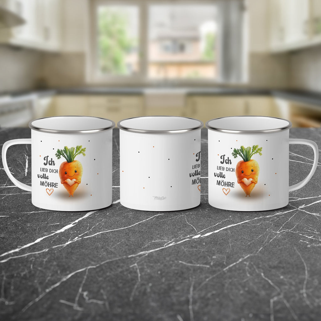 Emaille Tasse Ich lieb dich volle Möhre lustige Karotten mit Name personalisiert & Motiv | Geschenkidee (7488) - von Mikalino