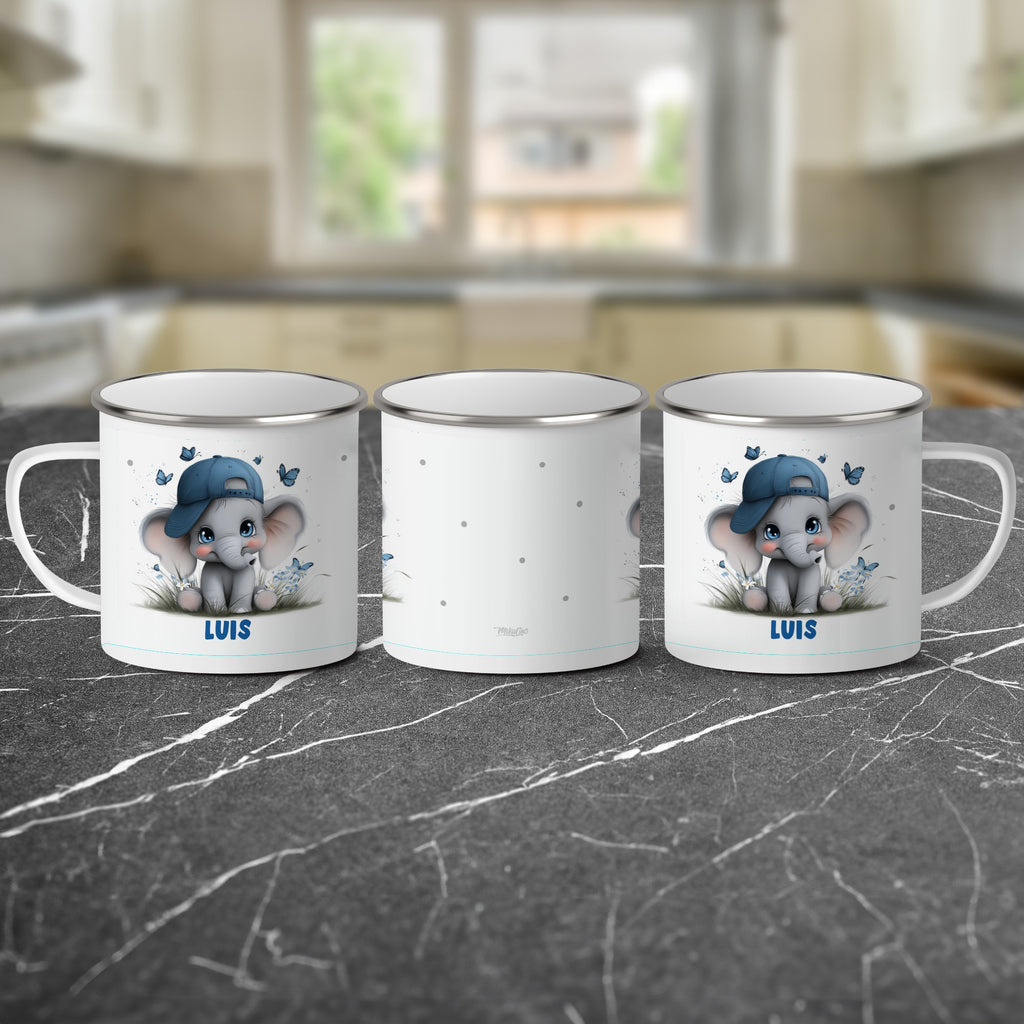 Cute Elephant with Hat and Butterflies Mug product type