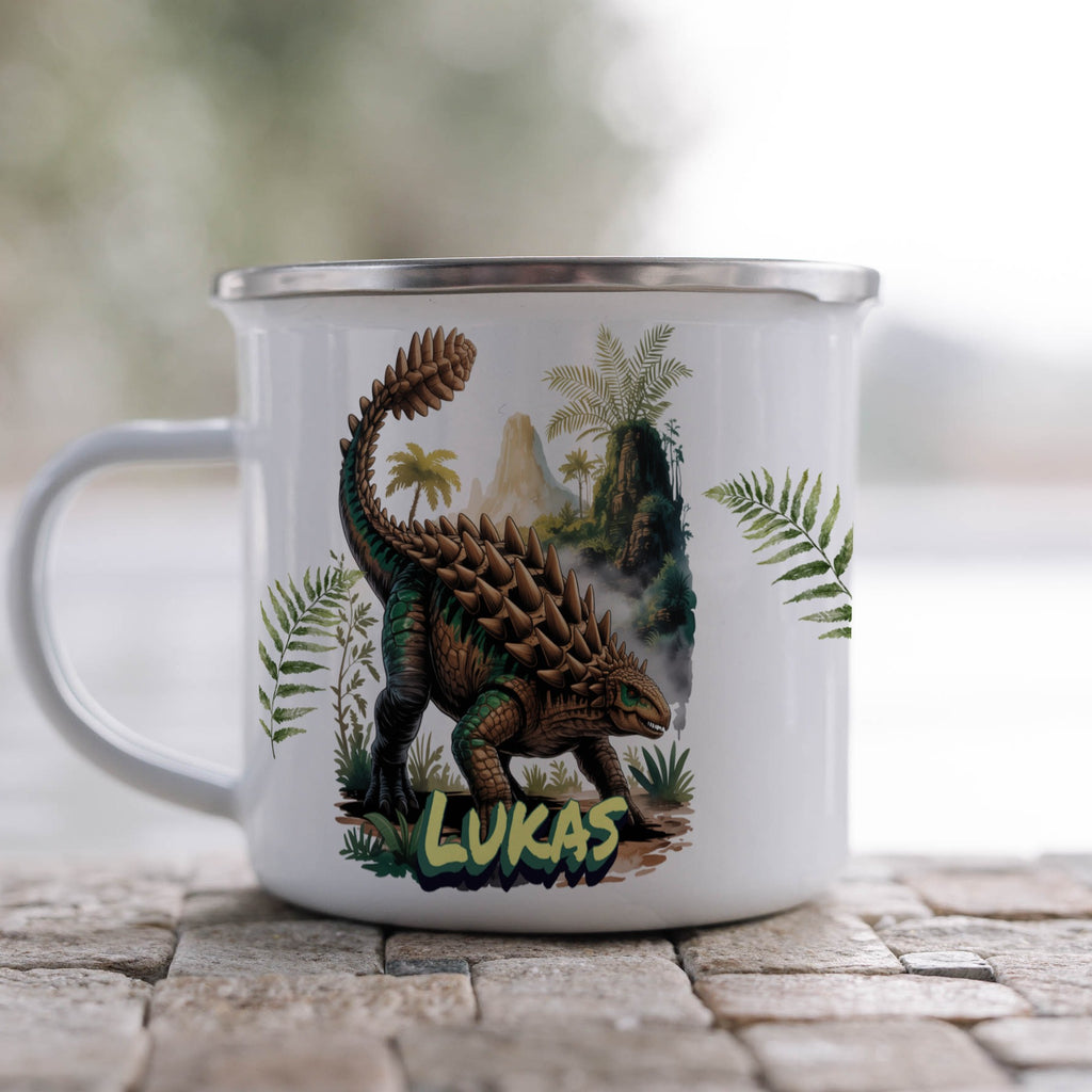 Dinosaur Design with Ferns Name Custom Mug product type