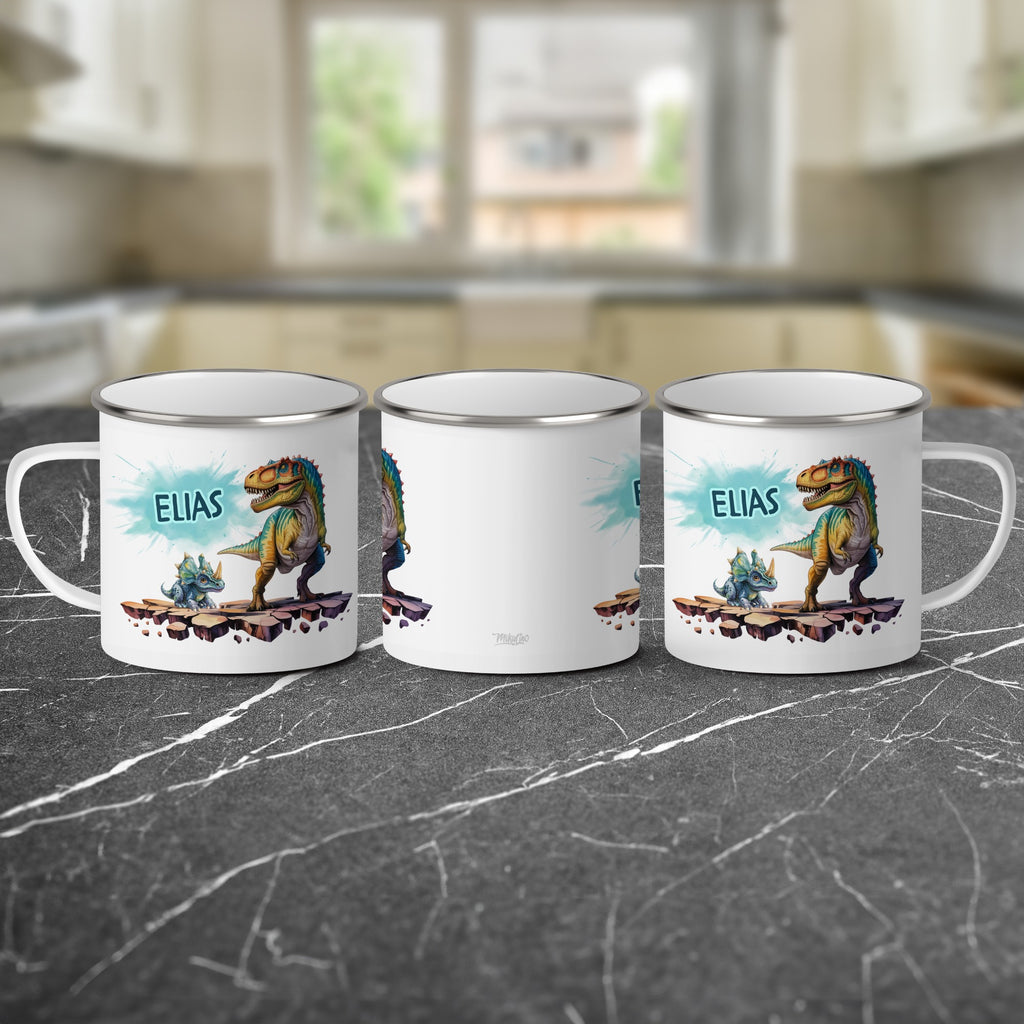 Dinosaur and Name Personalized Enamel Mug product