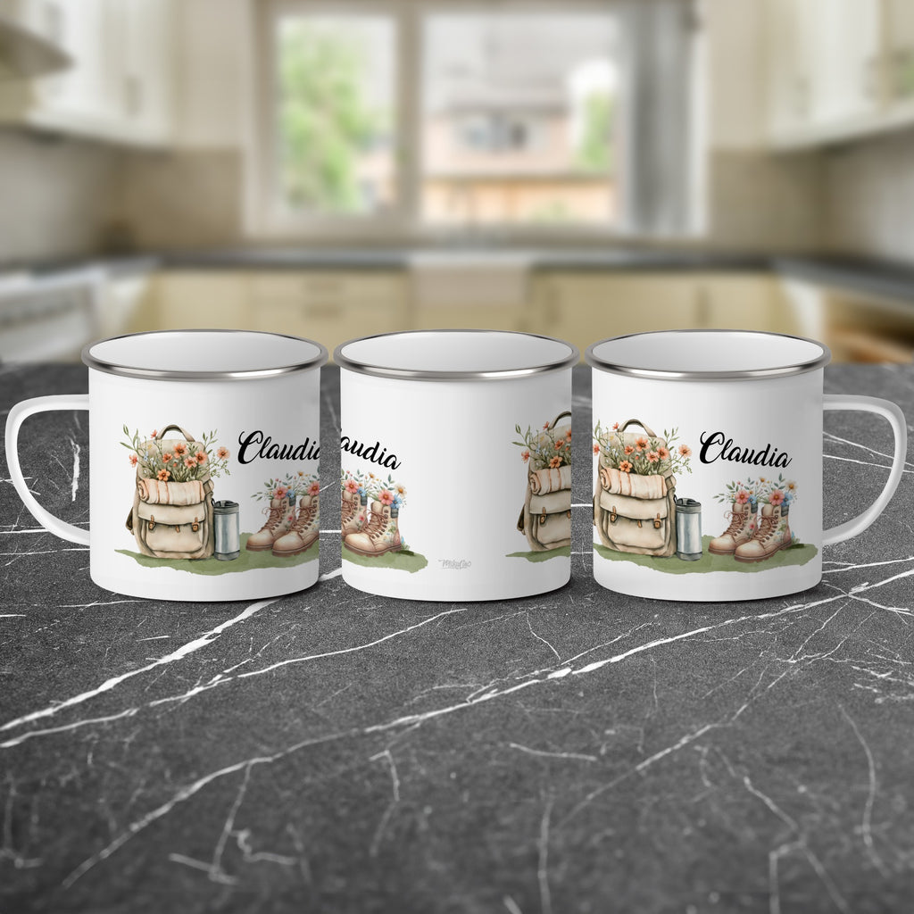 Personalized Floral Boot Design Enamel Mug product