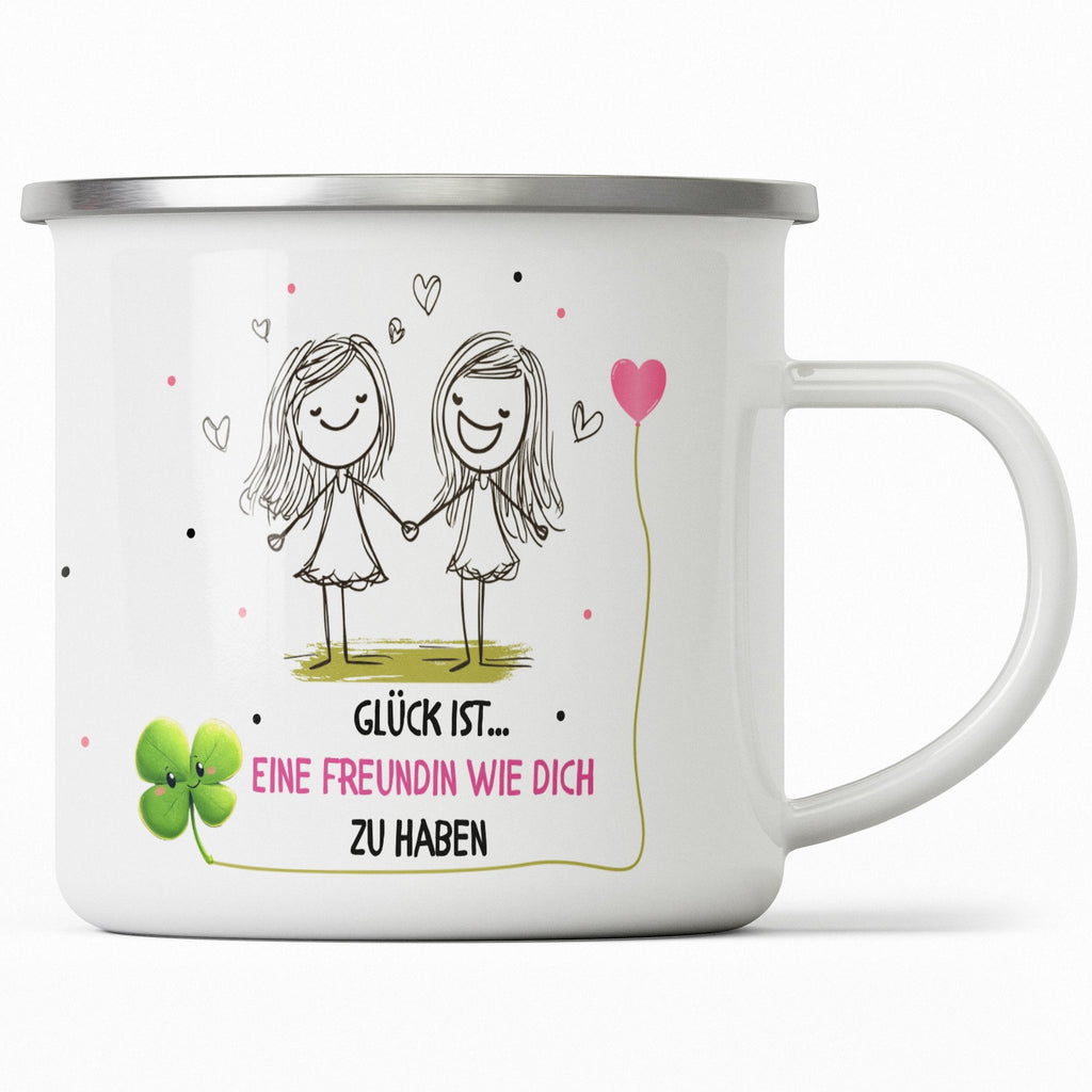 Emaille Tasse Glück ist eine Freundin wie dich zu haben mit Name personalisiert & Motiv | Geschenkidee (7496) - von Mikalino