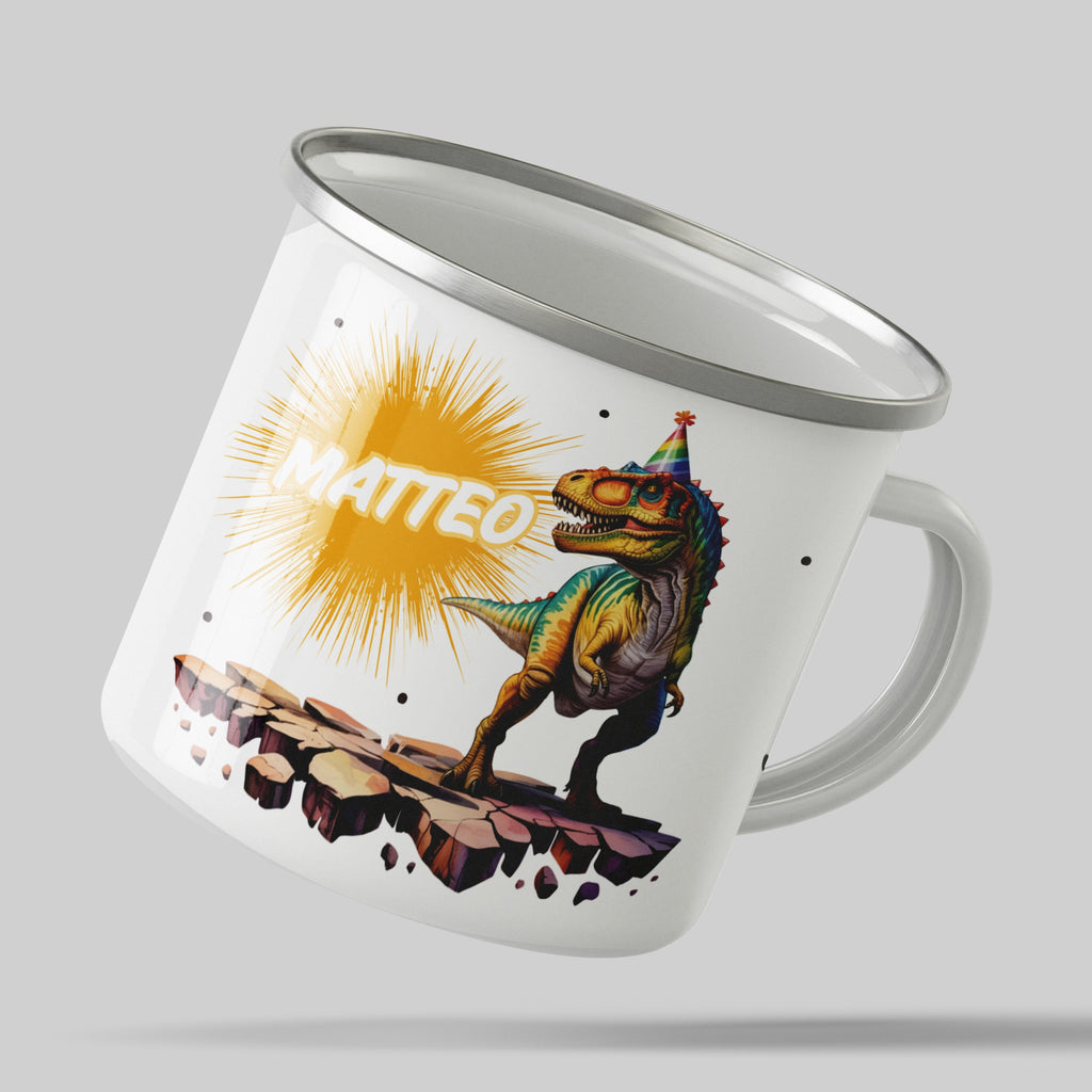 Vibrant Dinosaur Design Matteo Enamel Mug product type