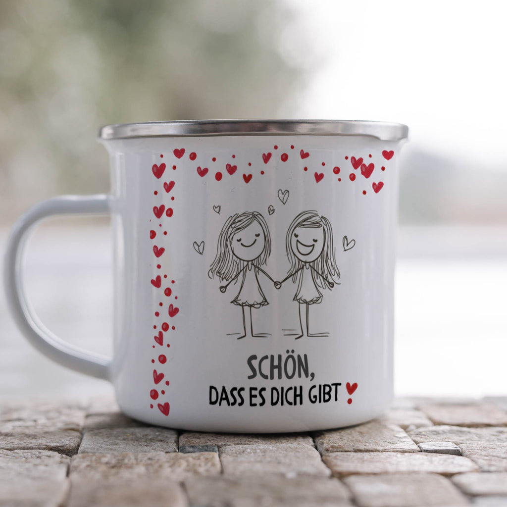 Emaille Tasse Schön dass es dich gibt mit Name personalisiert & Motiv | Geschenkidee (7497) - von Mikalino