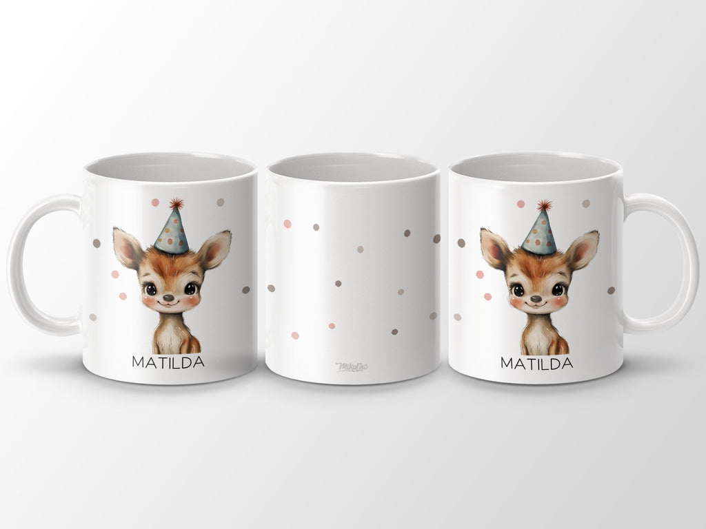 Keramik Tasse mit Wunschname süßes Reh Design - von Mikalino