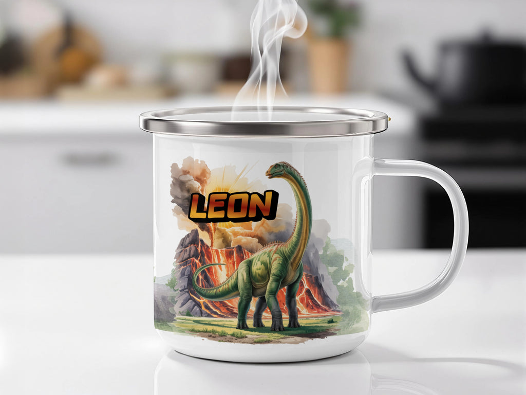 Dinosaur with Leon Name Print for Custom Mug product