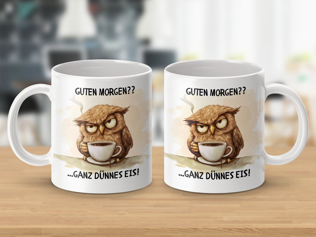 Keramik Tasse Guten Morgen Eule Cartoon Lustige - von Mikalino