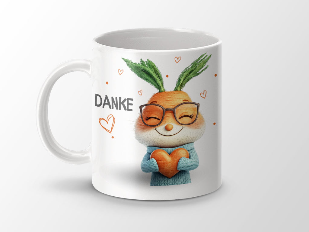 Keramik Tasse Danke Herz Hase Karotte Design - von Mikalino