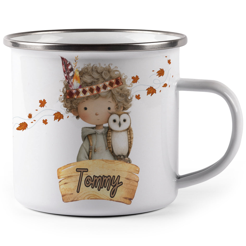 Cute Fall Child and Owl Design Coffee Mug product