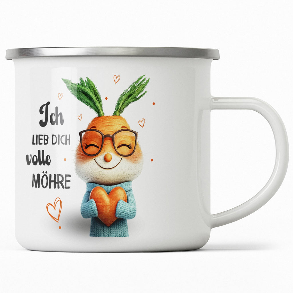 Emaille Tasse Liebevolle Karotten Illustration Ich Liebe Dich mit Name personalisiert & Motiv | Geschenkidee (7492) - von Mikalino