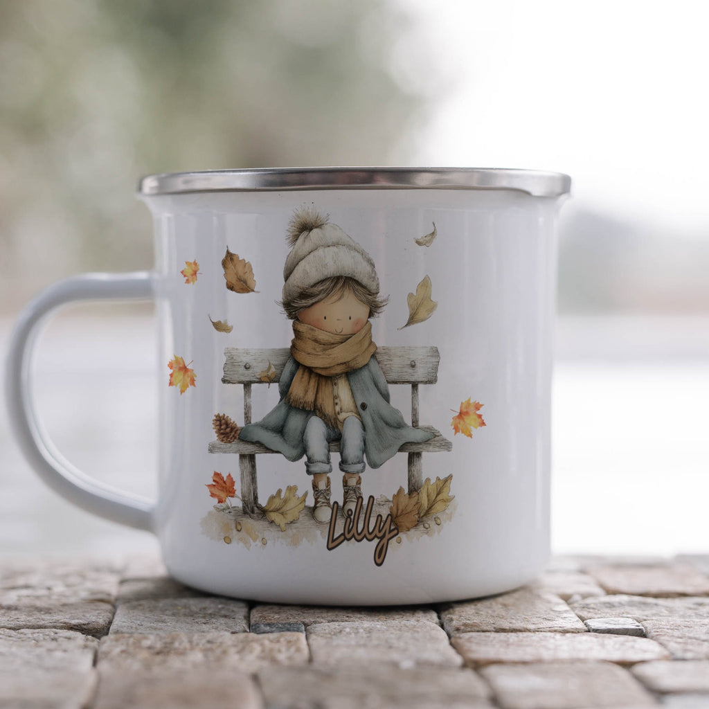 Autumn Girl with Leaves Design Mug product