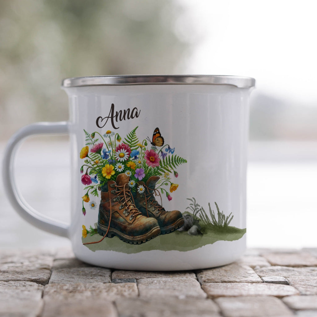 Personalized Floral Hiking Boot Design Mug product
