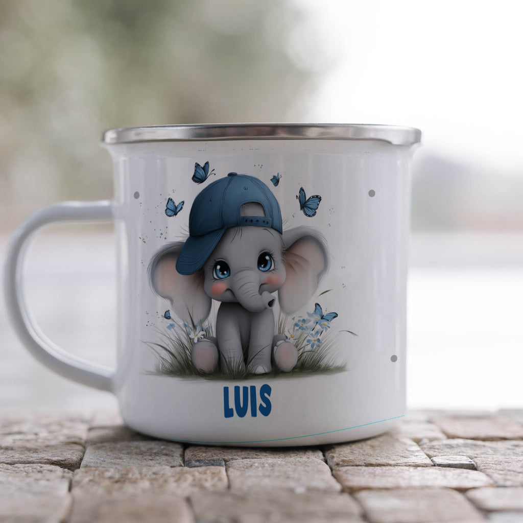 Adorable Elephant with Blue Hat On Cup Product
