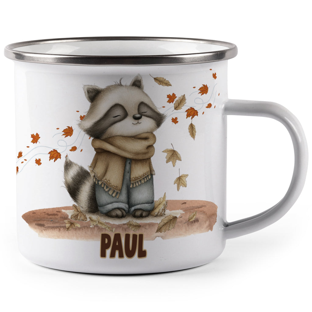 Cute Raccoon with Scarf Autumn Leaves Mug product type