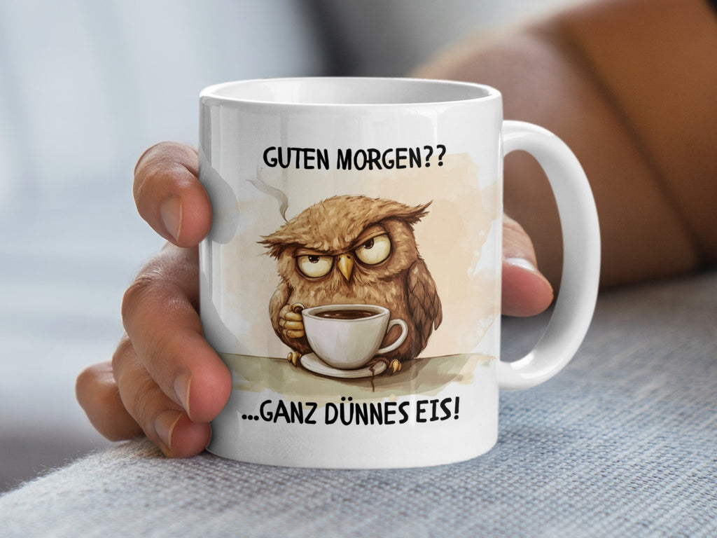 Keramik Tasse Guten Morgen Eule Cartoon Lustige - von Mikalino