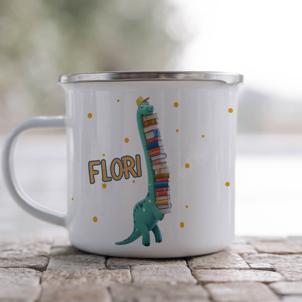 Dinosaurs with Books Design on White Mug product