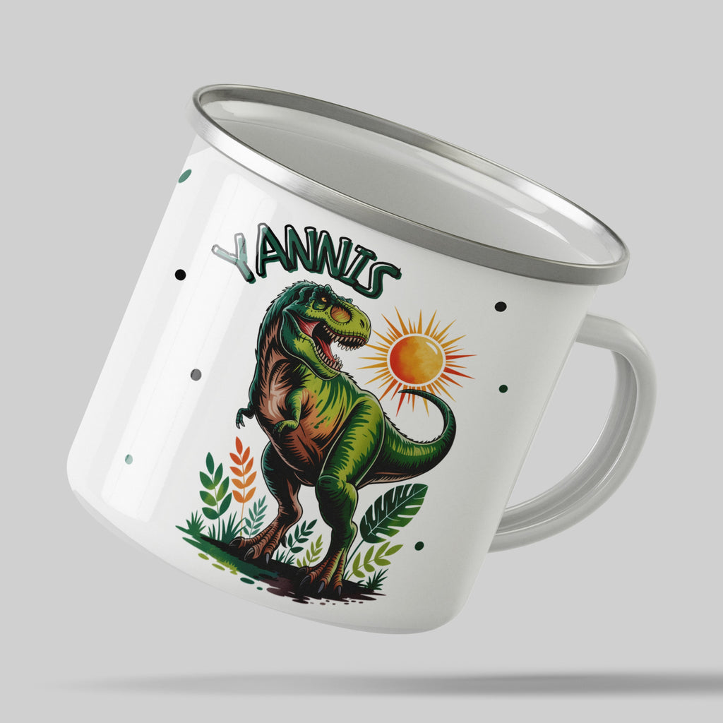 Dinosaur Tumbler With Sun Art Enamel Coffee Mug product