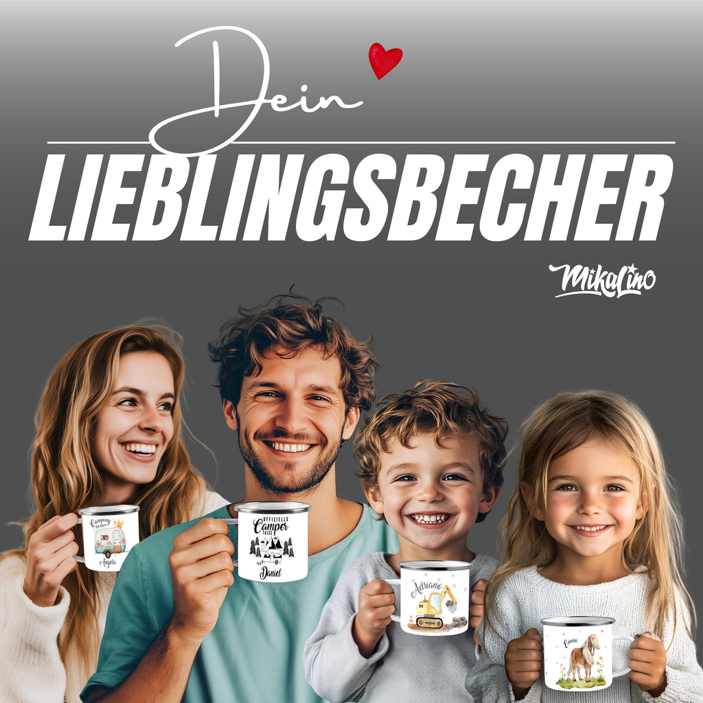 Emaille Tasse Liebevolle Karotten Illustration Ich Liebe Dich mit Name personalisiert & Motiv | Geschenkidee (7492) - von Mikalino