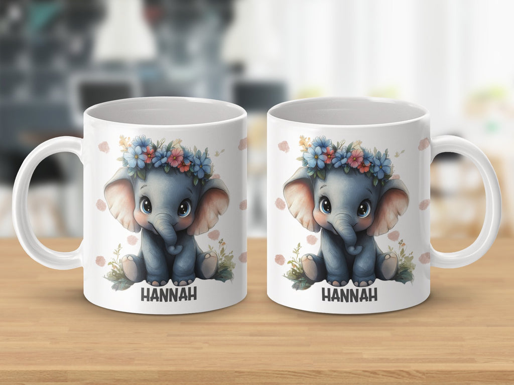 Keramik Tasse mit Wunschname Elefant - von Mikalino